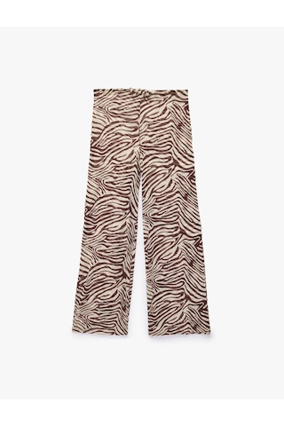 Koton Zebra Desenli Transparan Tül Palazzo Pareo Pantolon Kahverengi Desenli 6sak60012mk