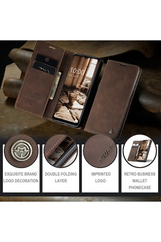 Trendooze Telefon Standı Serisi Samsung Pu Koruyucu Kılıfı Kılıf Kapak Galaxy Uyumlu Deri Cüzdan Caseme A34 5g 013 Pu