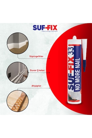 Suf-fix 33 Akrilik Sıvı Çivi 280ml - Matkapsız Montaj Süpürgelik Çıta Yapıştırıcı 1 Adet