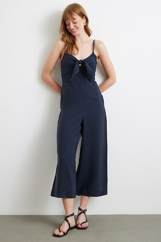 Fiyonklu Askılı Tulum Lacivert Lacivert