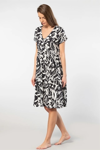 Türen 3602 Kadın Kısa Kollu Dokuma Kloş Elbise-siyah Siyah