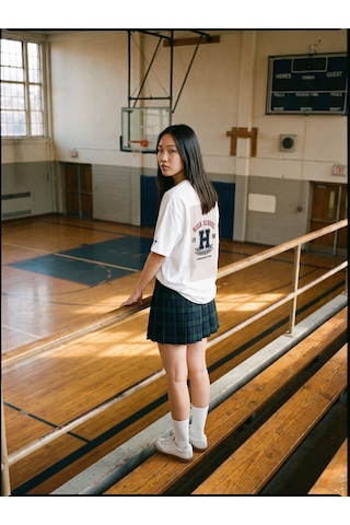 Black Nova Oversize Baskılı Unisex Tişört High School 90 Beyaz