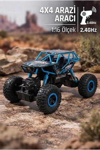 Racing Crew Rock Crawler 1:16 Ölçek 4wd Uzaktan Kumandalı Arazi Aracı - 2.4 Ghz Oyuncak Araba Mavi