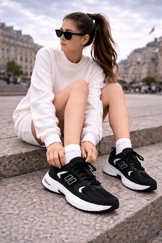 Muggo Shift Kadın Kalın Taban Bağcıklı Günlük Sneaker Spor Ayakkabı Siyah