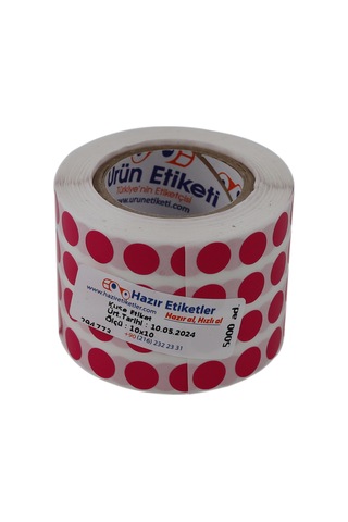 Renkli Zemin Baskılı Etiket 10 MM Çap  Ruloda 5000 Adet Yan Yana 5'li