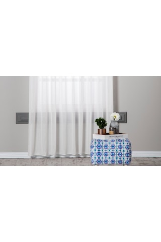 Massarelli Keten Folded Tül Ekru 1-2,5 Orta Sık Pile