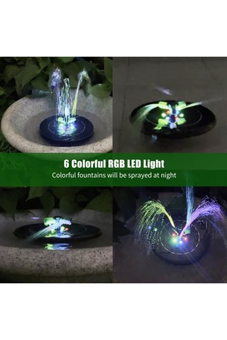 Lemestar Güneş Enerjili 6w Süngerli Su Pompa, 360 Döner Başlık, Renkli Led Işık Ve 1500mah Batarya İle Akıllı Su Kısmı Koruma Fon