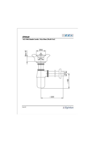 Eca  Plastik Taslı Lavabo/Eviye Mutfak Sifonu 102119003 Krom