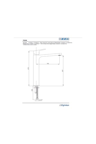 Eca - Tiera Yüksek Tip Lavabo Bataryası - 102188002- Krom