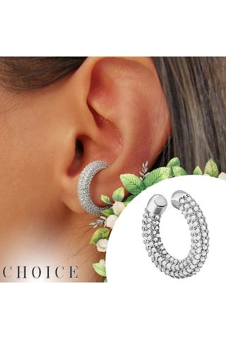 Halka Gümüş Kıkırdak Küpe Rodyum