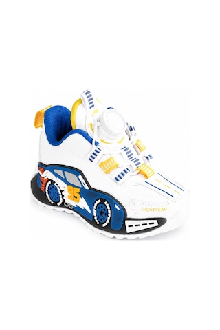 Mini Bonito Çocuk Spor Ayakkabı Mekanizmalı Çevirmeli Bağcıklı Günlük Kullanım Sneaker Beyaz/mavi