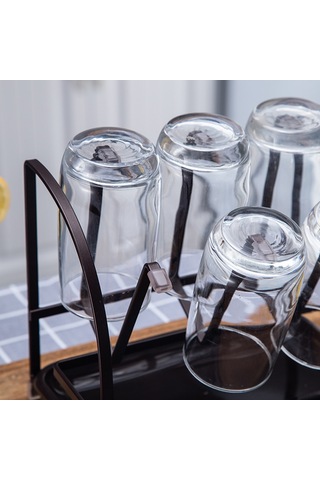 Wezone Demir Çelik Bardak Rafı, Evde/ofiste Kullanıma Uygun, Suyu Süzme Özelliği, 6 Bardak Kapasitesi, Masaüstü Saklama 20 13 19.5cm Diğer