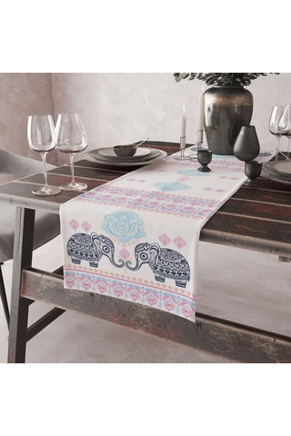 Alkanhomes Fil Desenli Dekoratif Runner