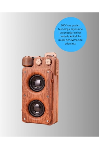Retro Bluetooth Hoparlör Ahşap Görünümlü 5w Çift Stereo Ses
