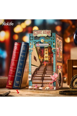 Rolife Tgb13 Street Scene Kitap Köşesi Book Nook Dıy Minyatür Maket Model Seti Mini Dollhouse 3d Model Kit Detaylı Dekoratif Hobi Seti 3d Puzzle Tiny House