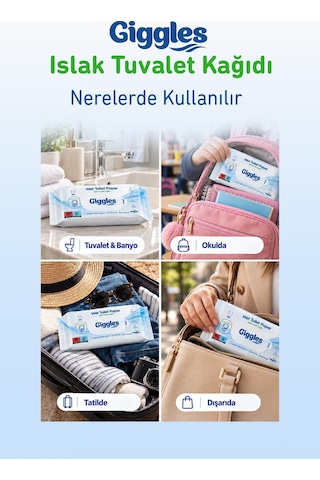 Giggles Islak Tuvalet Kağıdı Suda Çözünen Tuvalete Klozete Atılabilir Mendil 1 Paket 60 Adet