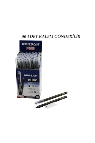 50 Adet Pensan Büro Siyah Tükenmez Kalem M-medium - 1.0mm Uç 5256