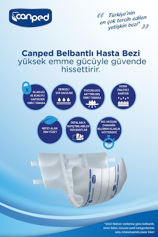 Canped Belbantlı Hasta Bezi Extra Büyük Boy Large 23 Adet XL