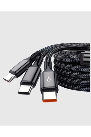 3 Ü 1 Arada Hızlı Şarj Kablosu İos Android Type-c Uyumlu Ve Dayanıklı .