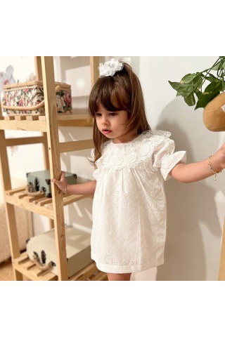 Dantel Yaka Fisto Çocuk Elbise Toka Takım 001