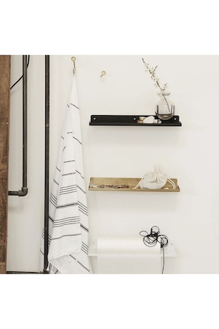 Çıkıntı Metal Sac Duvar Rafı Siyah