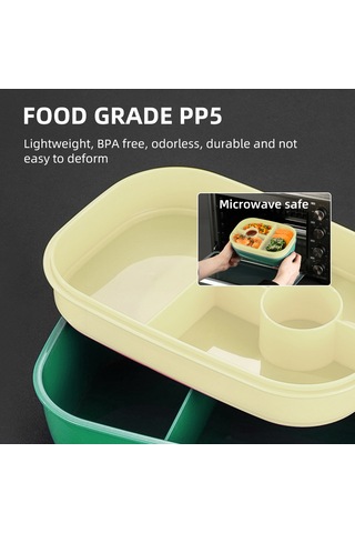 Leezsing 1.9l Bento Kutusu Yemek Kutusu Yemek Takımı Seti 8 Bölme 3 İstiflenebilir Kap Yetişkinler Çocuklar Kamp Ofis İçin Büyük Kapasite Yeşil