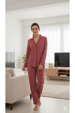 Kadın Pijama Takımı Sude Kırmızı