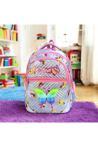 Kız İlkokul Ortopedik 3'lü Set Kalemlik Beslenme Çanta Model 12