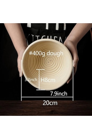 Besthome1 20x20cm Yuvarlak Rattan Ekmek Mayalama Sepeti, Doğal Nefes Alma, Bej Döşeme Bej