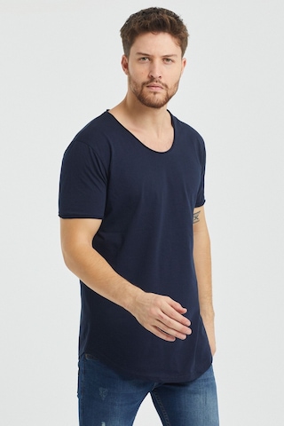 Tarz Cool Erkek Bisiklet Yaka T-shirt Lacivert