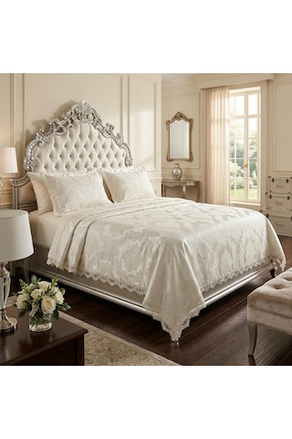 Goldroom Home Dantelli Pike Takımı Çift Kişilik Krem Goldroom Home Dantelli Pike Takımı Çift Kişilik Krem