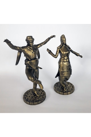 Harmandalı Oynayan Zeybek & Gelin Temalı Biblo Takımı