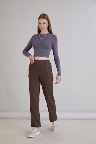 Sortie Collection Simli Örme Pantolon Kahverengi