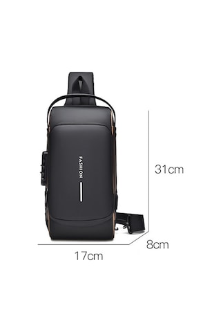 Sones Weıxıer X314 Su Geçirmez Spor Çapraz Askılı Sırt Çantası Usb Şarjlı Büyük Kapasiteli Tek Omuz Çantaları Gri Altın