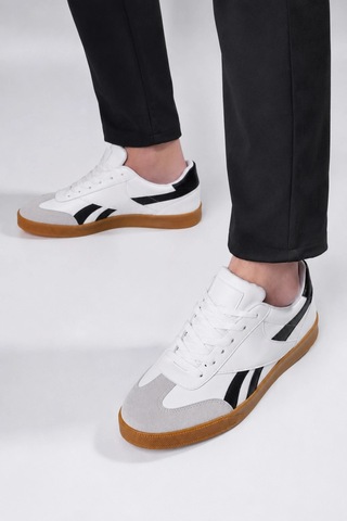Ht Hotin Jetta Erkek Casual Sneaker Kauçuk Taban - Beyaz-siyah-taba