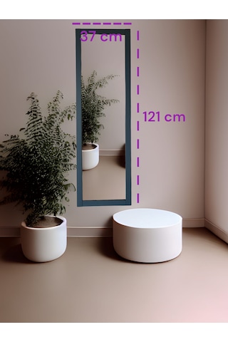 Kalipso Ahşap Çerçeve Duvar Hol Boy Ayna 121 37 Gri - Siyah