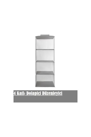 4 Katlı Dolap İçi Düzenleyici Raf Renk Seçenekleriyle Gri
