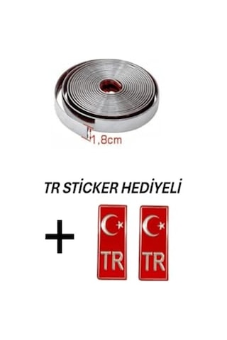 Tiger Marketing Universal Uyumlu 18 Mm 5 Metre Yapışkanlı Nikelaj Krom Bant, Tr Sticker
