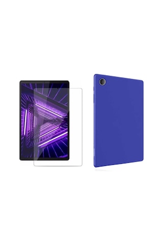 Trendsshop Tab M10 Hd Uyumlu Tb-x306f Za6w0026tr Mavi Silikon Kılıf + Kırılmaz Cam Mavi
