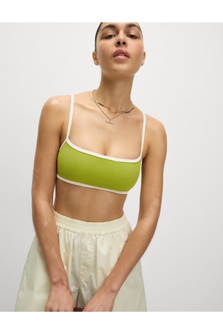 Marks & Spencer Kontrast Trim Yuvarlak Yaka Bikini Üstü T52001095B Koyu Yeşil
