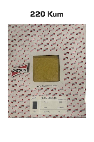 Dayson Kuru Zımpara 220 Kum 1 Adet Zımpara Sarı Renk Kalınlık İ