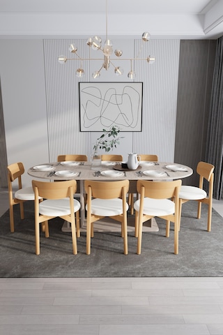Modern 8 Kişilik Mutfak Yemek Masası Ve Sandalye %100 Mdf Mutfak Yemek Odası Masası Takımı Ymt08 Sidon