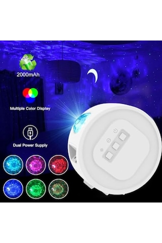 Bring Starry Şarjlı Bluetooth Led Işıklı Müzik Çalar Su Dalgası Gökyüzü Lazerli Projektör Diğer