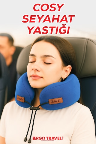 Viscofoam Cosy Ortopedik Seyahat Yastığı Visco Boyun Destekli Seyahat Yastığı - Mavi | Ergo Travel