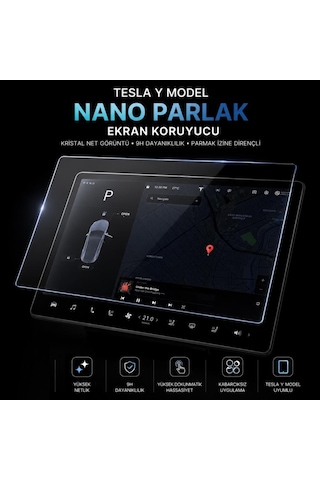 Tesla Model Y İle Uyumlu Ekran Koruyucu 16 İnç Multimedya, 9h Nano Esnek Cam