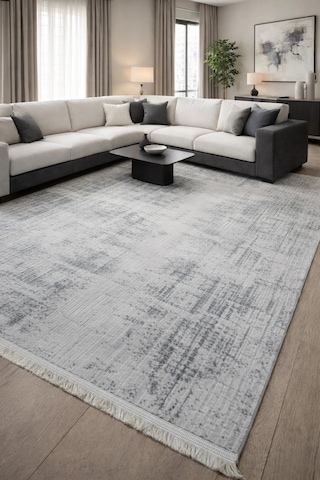 Hoom Rugs Nita 1207 Gri Modern Makina Halısı Gri