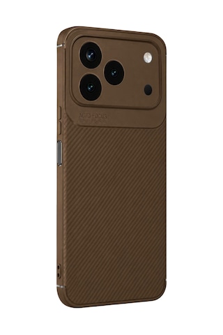 Tecno Spark 50 4g Uyumlu Kılıf Karbon Tasarım Kamera Korumalı Silikon Telefon Kılıfı Kapak Kahverengi
