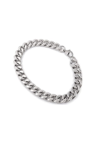 Gümüş Renk Traşlı Zincir Paslanmaz Unisex Çelik Bileklik - 2798 Gümüş