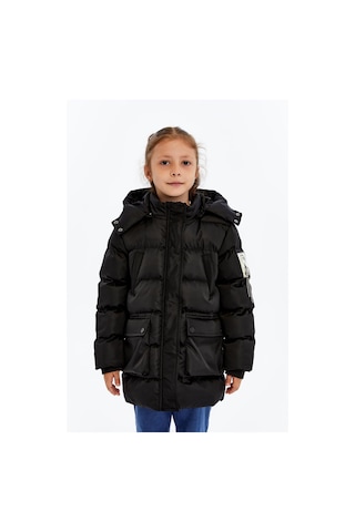 Benitto Kids Kız Çocuk Kalın Kışlık Kapüşonlu Kaban 51349 Siyah