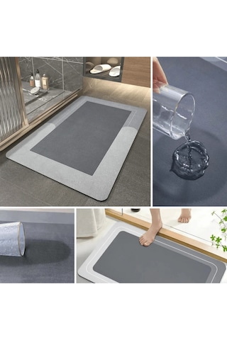 Mainshop Şık Tasarım Su Emici Banyo Lavabo Tuvalet Kaymaz Tabanlı Kare Paspas 38x58 Cm Yazısız Model M-60 Çok Renkli